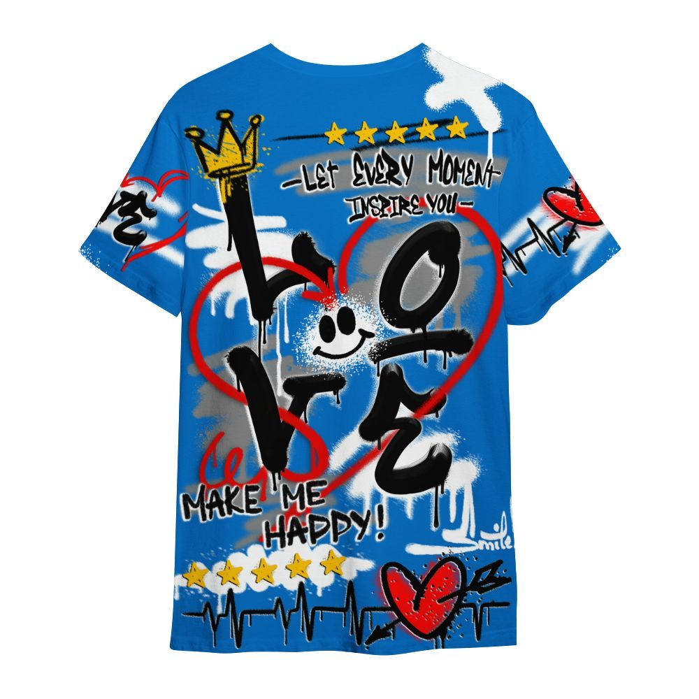 Shirt To Match Low Game Royal 1s - Happy Love Beats Graffiti Streetwear All Over Print