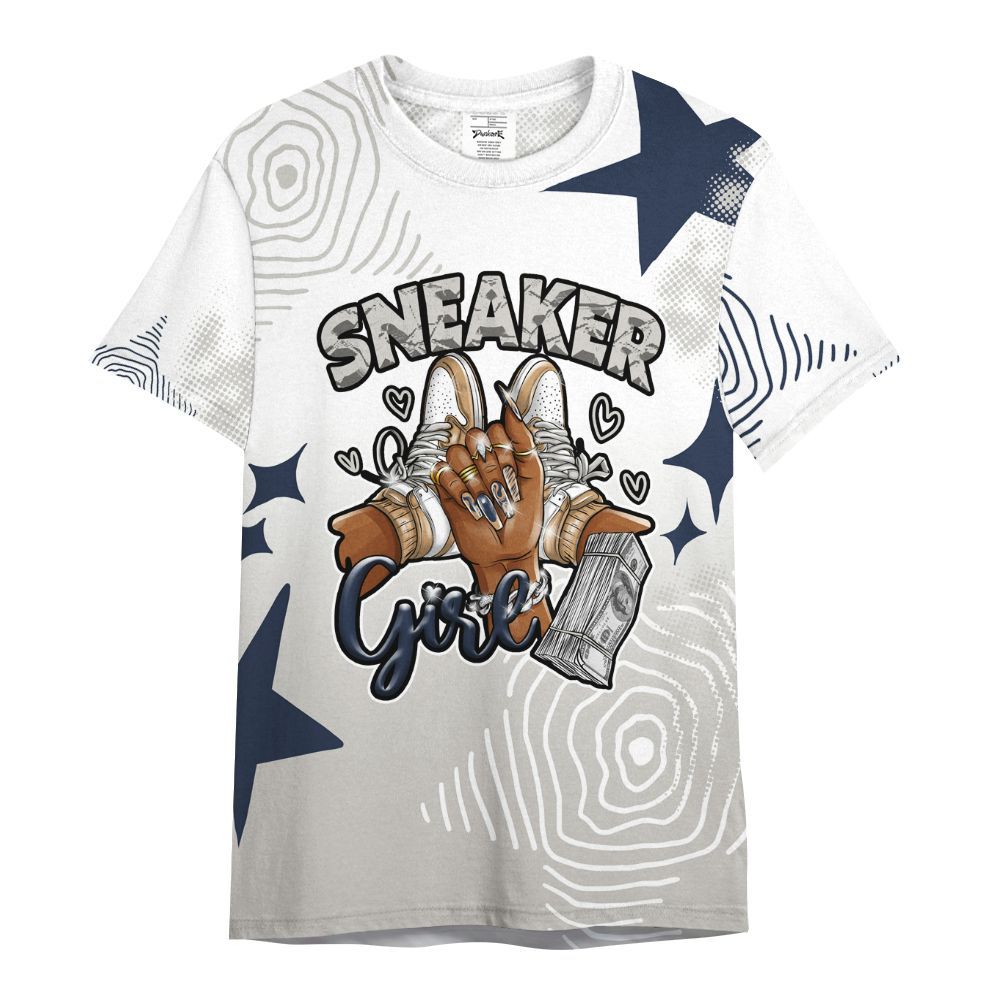 Shirt To Match Low Navy Grey Gum 1s - Sneakerz Girlz Unique Starz All Over Print