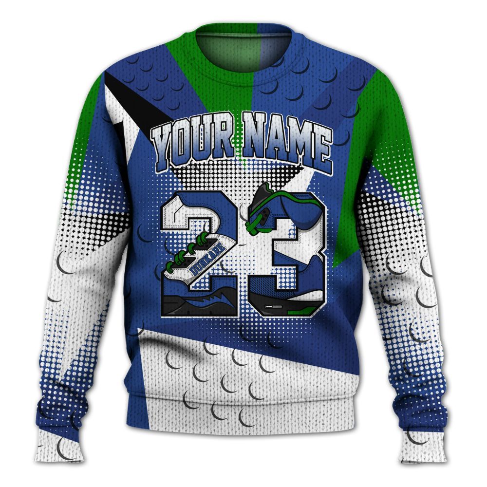 Knitted Sweater To Match Retro Hyper Royal 13s - Poly Custom Name Number 23 5s