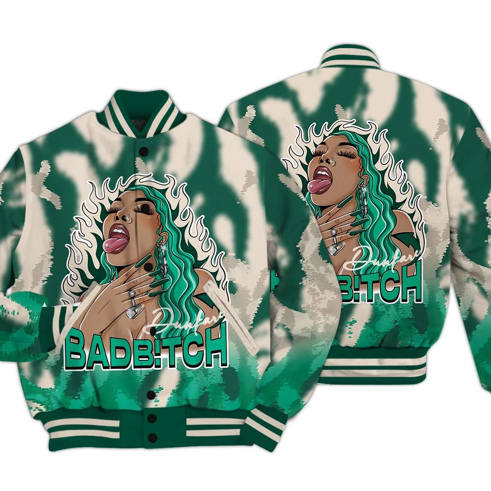 Varsity Jacket To Match Oxidized Green 4s - Bad B!tch Burn Varsity Jacket Unisex