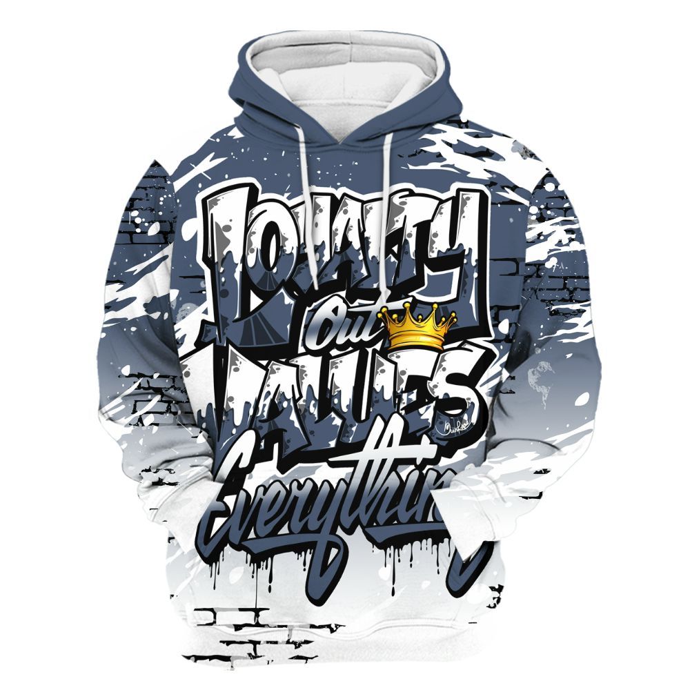 Hoodie To Match Low Diffused Blue 11s - Values Of Loyalty Drip All Over Print