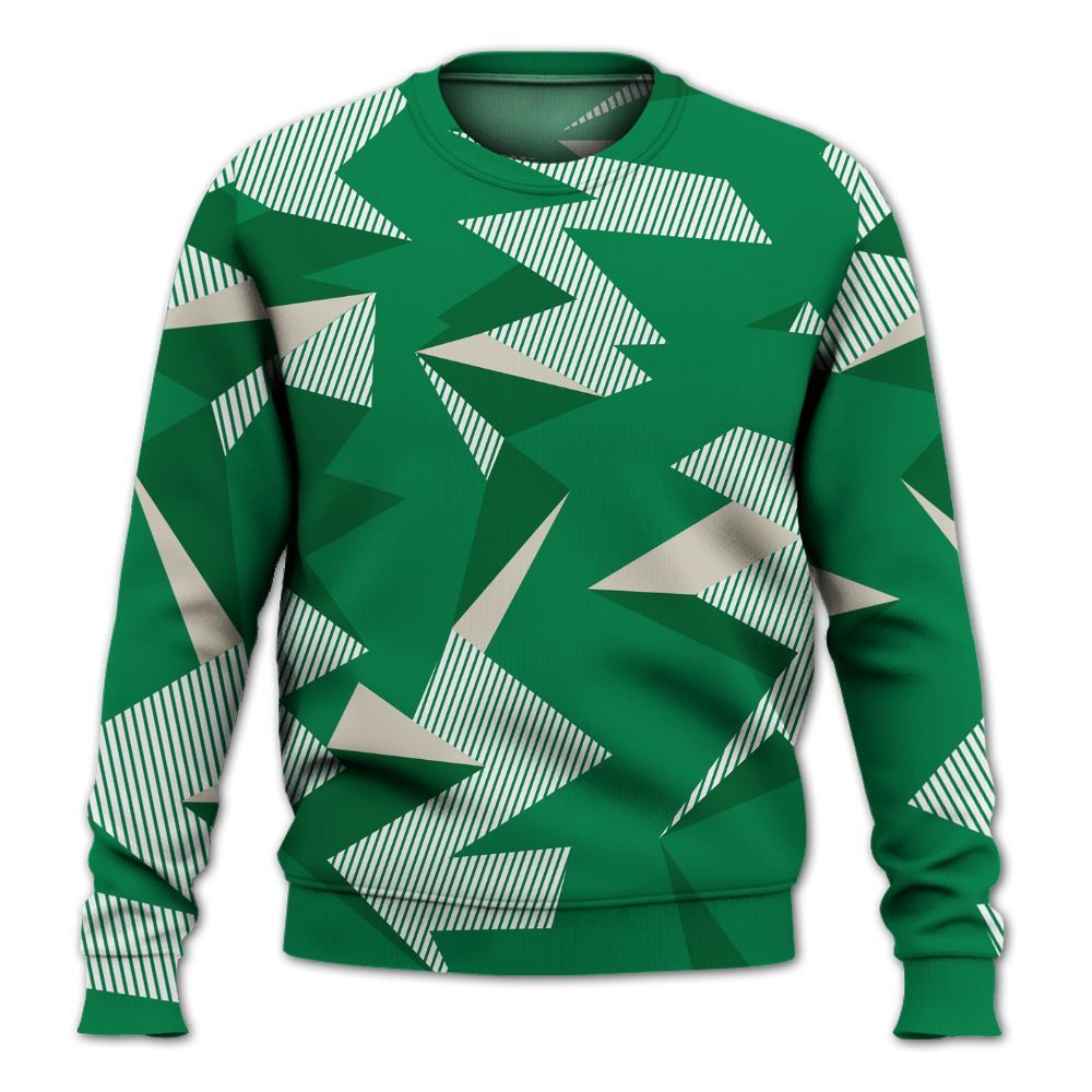 Sweatshirt To Match Lucky Green 2s - Geometric Camouflage Pattern All Over Print