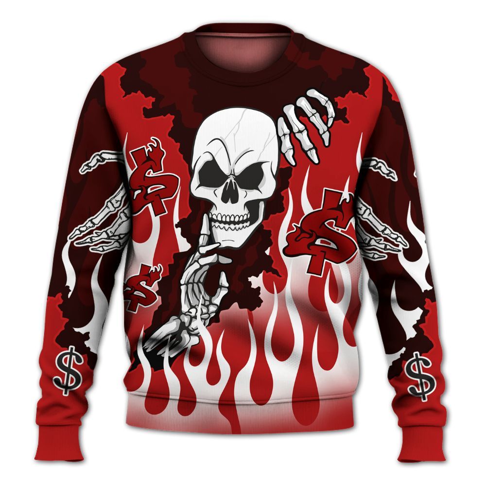 Sweatshirt To Match Low Terror White University Red 1s - Ones Move In Silence Graphic Trapped All Over Print