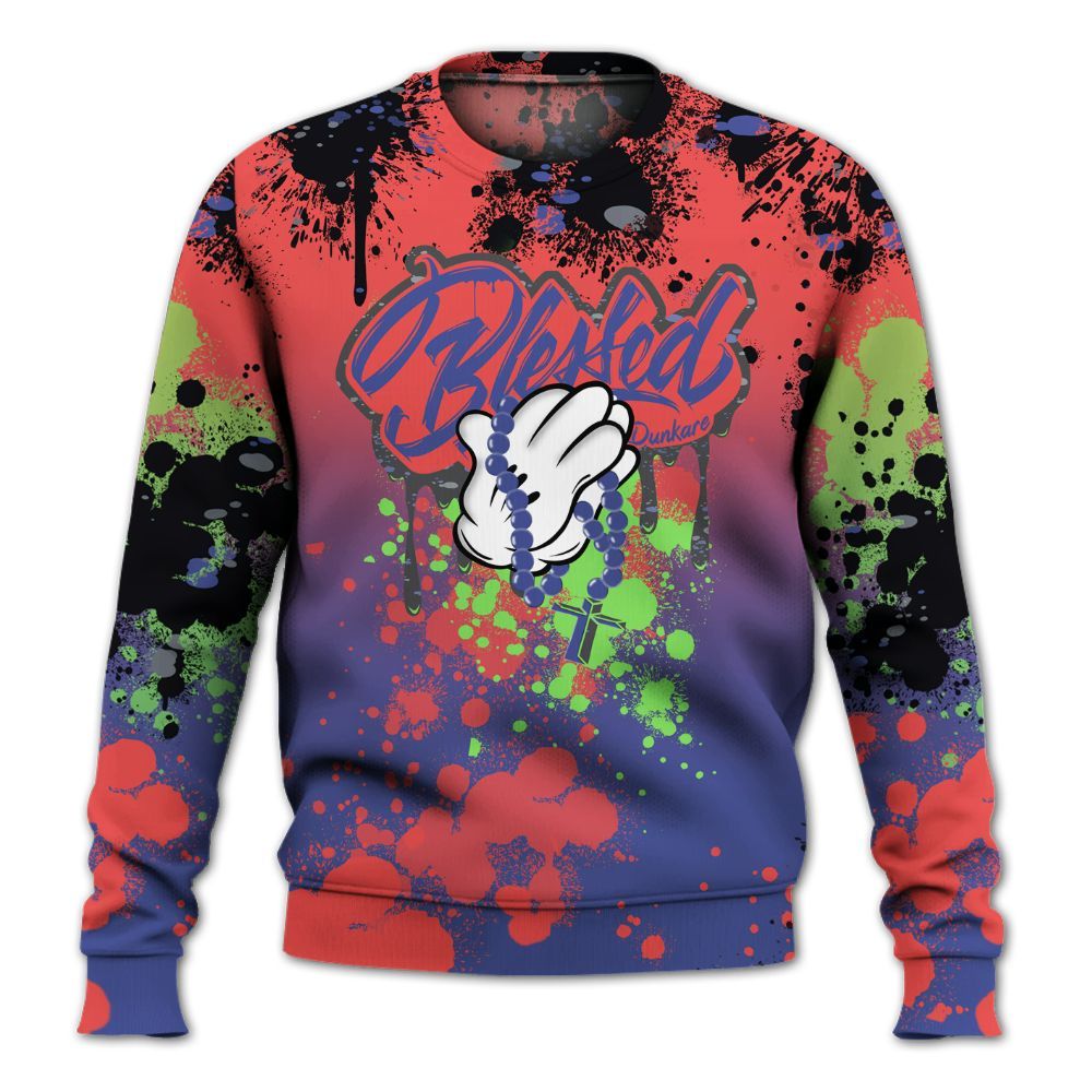 Sweatshirt To Match KD 4 Nerf - God Blessed Ink Drip All Over Print