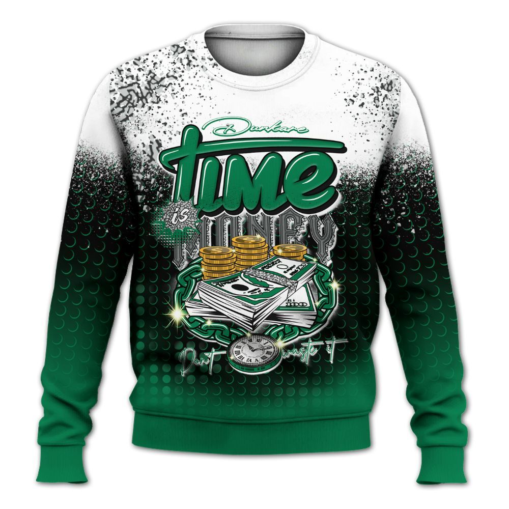 Sweatshirt To Match Pine Green 3s - Halftone Time Is Money All Over Print