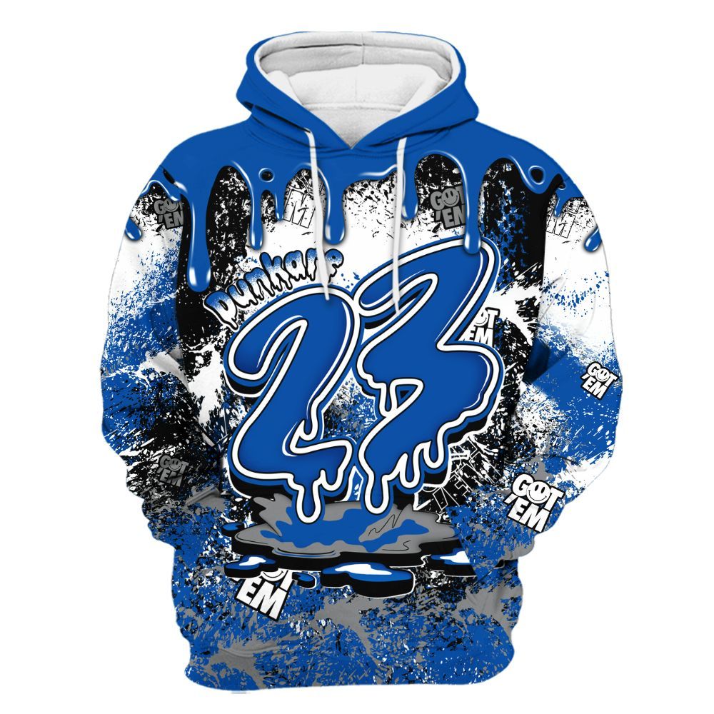 Hoodie To Match Racer Blue 5s - Dripping 23 Drip All Over Print