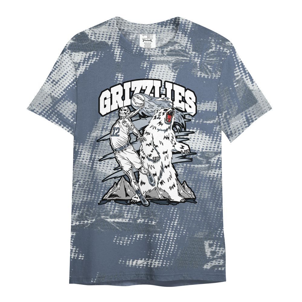 Shirt To Match Low Diffused Blue 11s - Grizzly Bear Skeleton Brown Sugar All Over Print