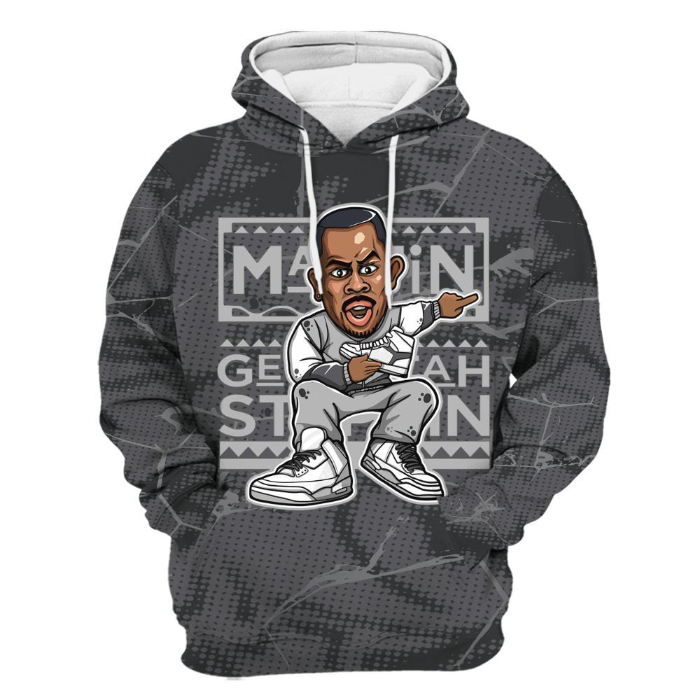 Hoodie To Match White Thunder 4s - Get Tag Sneakers Steppin' Graphic Crack All Over Print