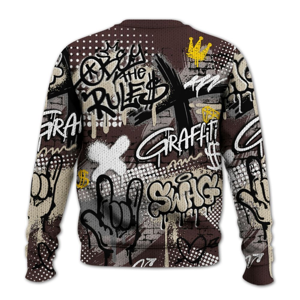 Knitted Sweater To Match Burgundy Crush 3s - True It Real Graffiti Streetwear