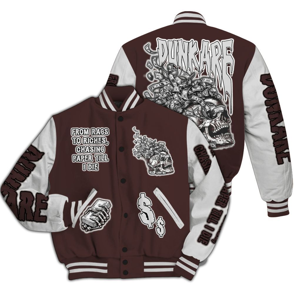Varsity Jacket To Match Burgundy Crush 3s - From Rags To Riches All Over Print