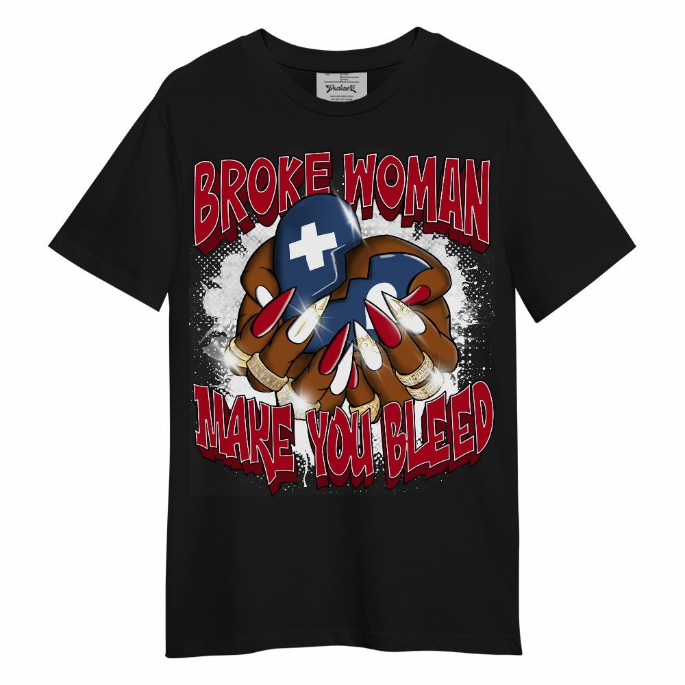 Shirt To Match Air Griffey Max Black Red Navy Blue 1s - Broke Woman Heart Retro Unisex Shirt