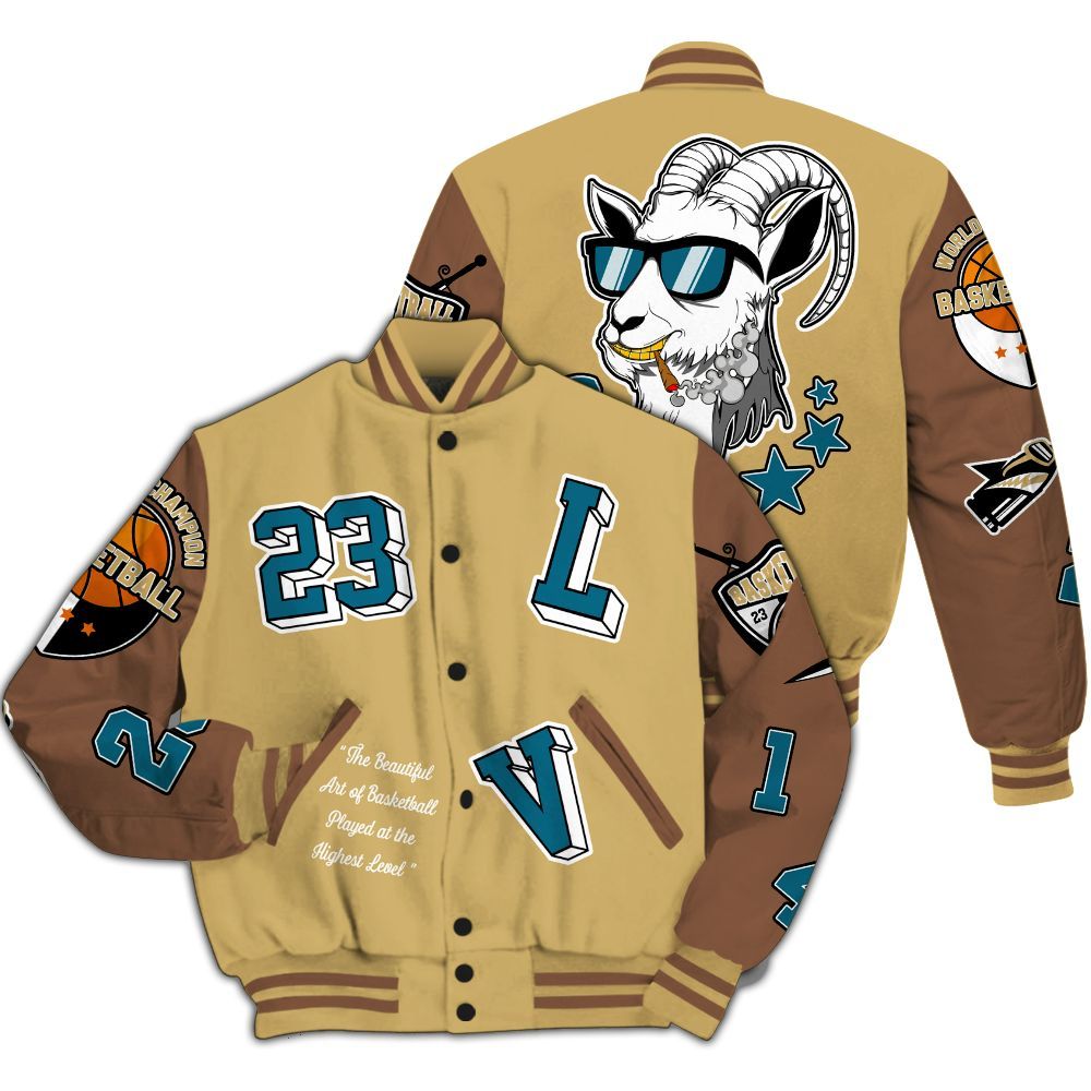 Varsity Jacket To Match Retro Cacao Wow 4s - The GOAT Got Em Streetwear All Over Print