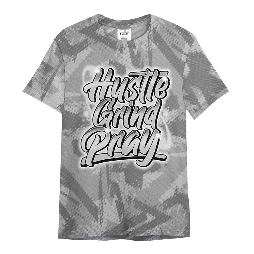 Shirt To Match Black Wolf Grey 12s - Hustles And Prayer Graphic Halftone All Over Print