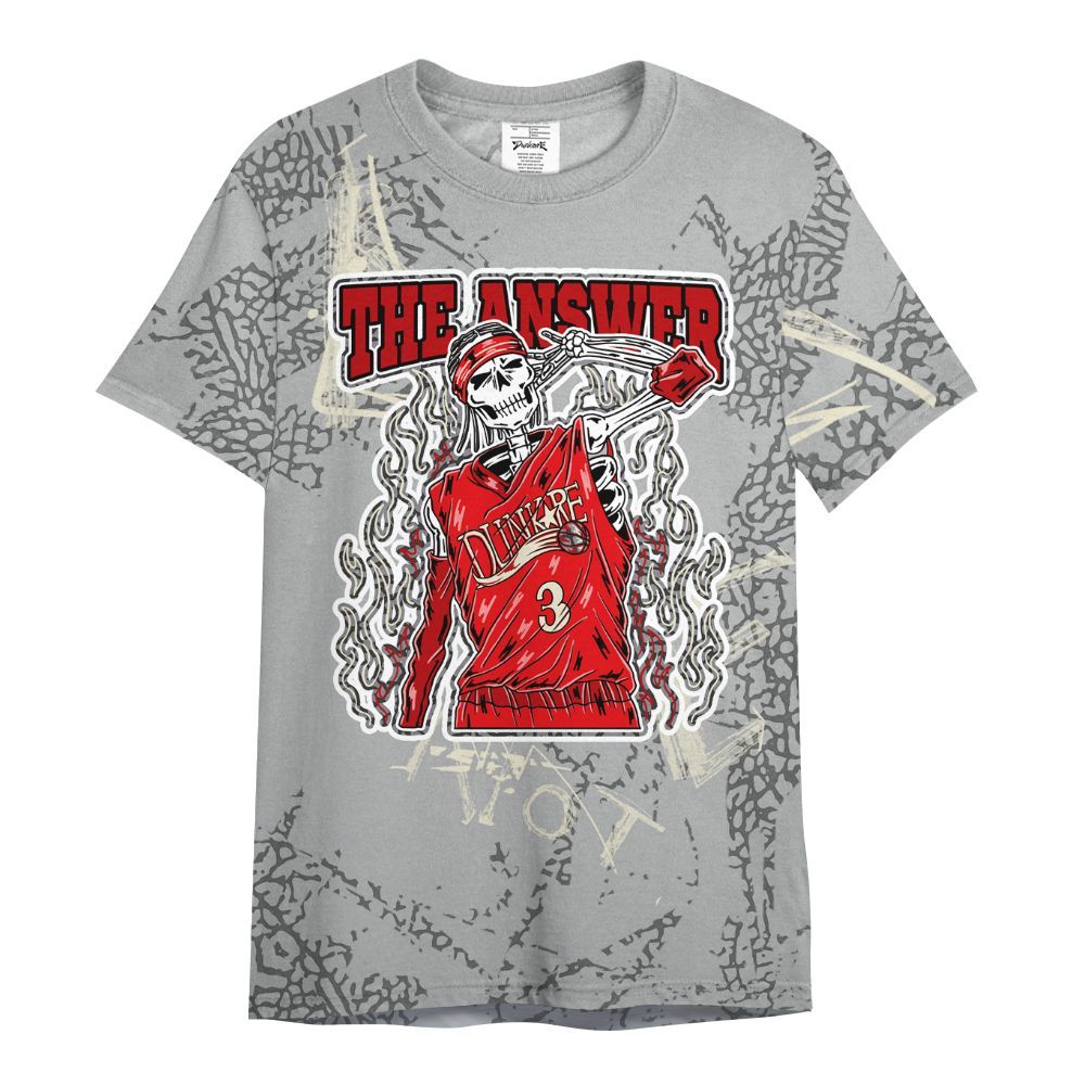 Shirt To Match Cement Grey 3s - Allen Answer Skeleton Messyz All Over Print