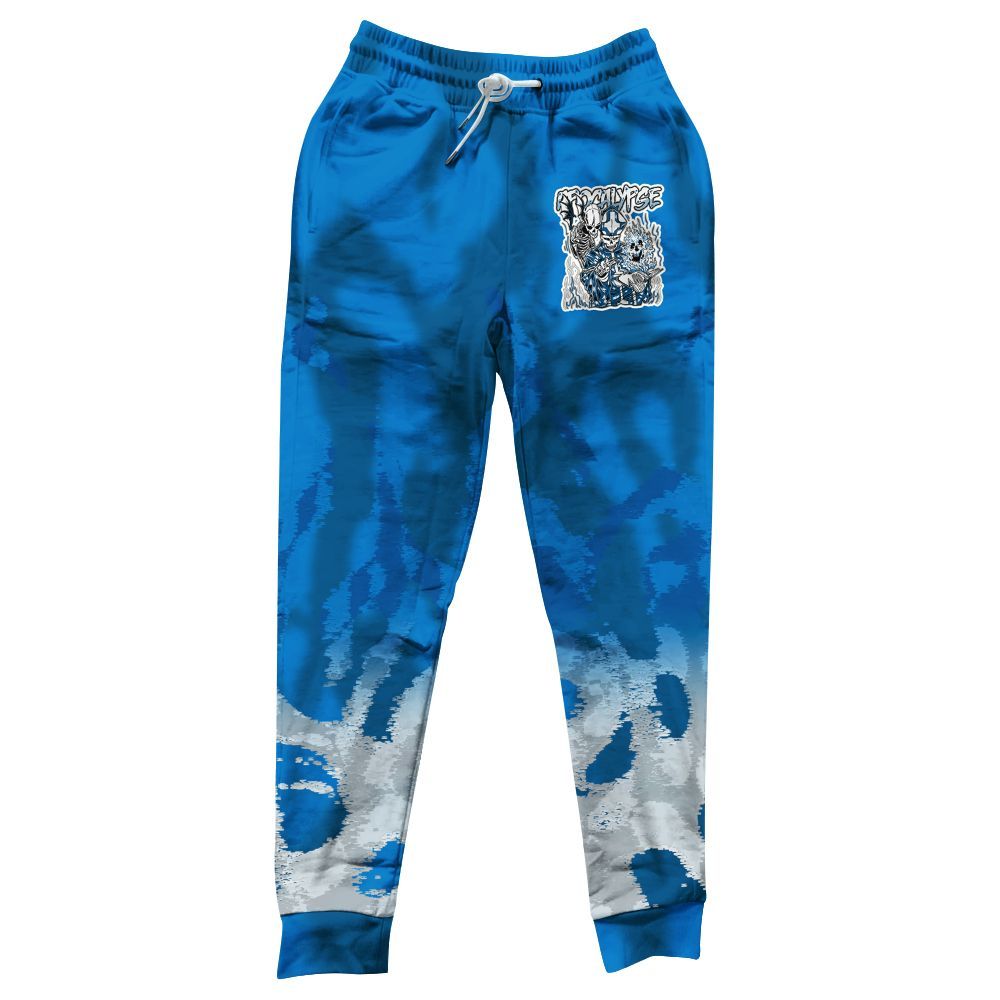 Sweatpant To Match Military Blue 4s - Apocalypse Skeleton Burn All Over Print