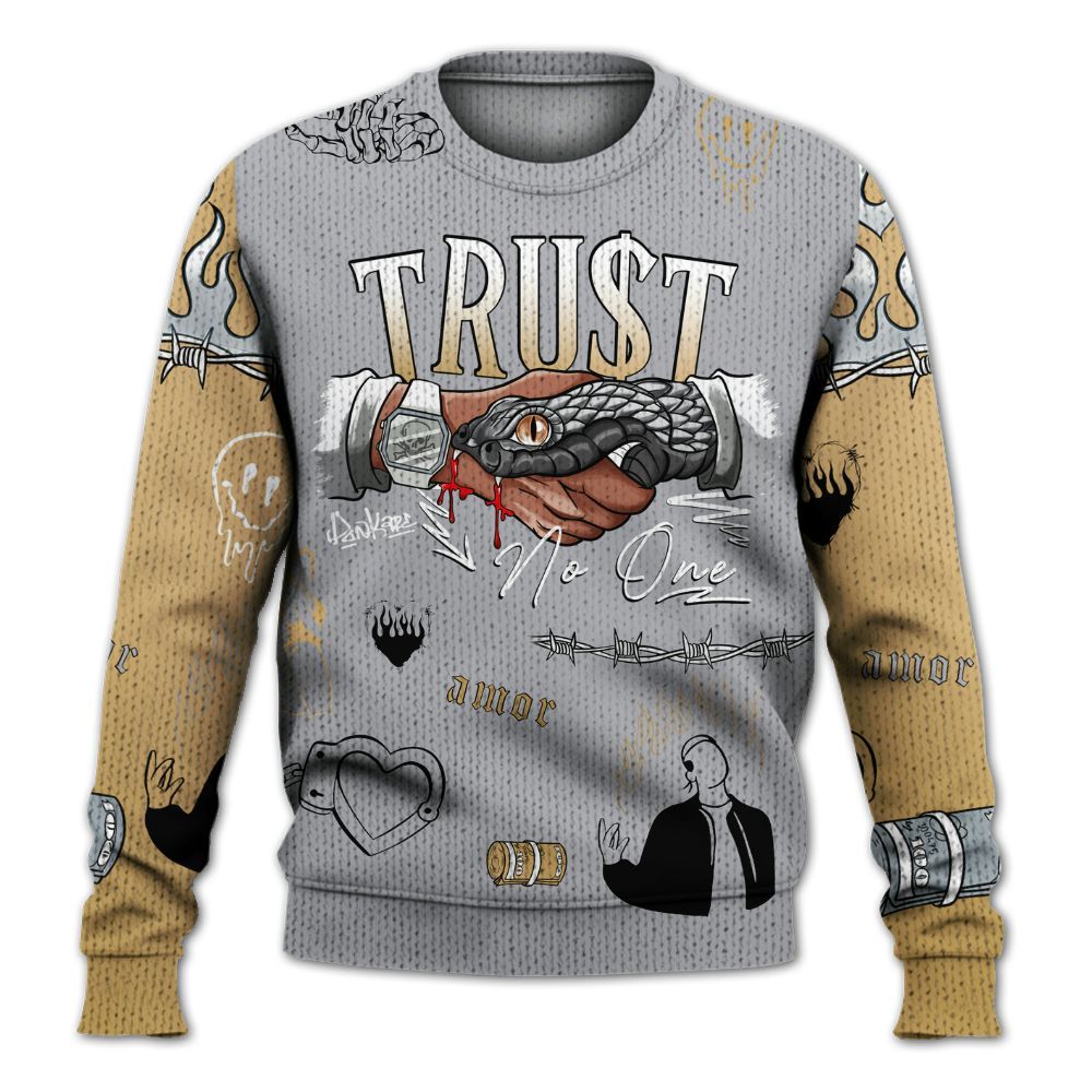 Sweater To Match Retro High OG Cool Grey 1s - Snake Trust No One Graphic