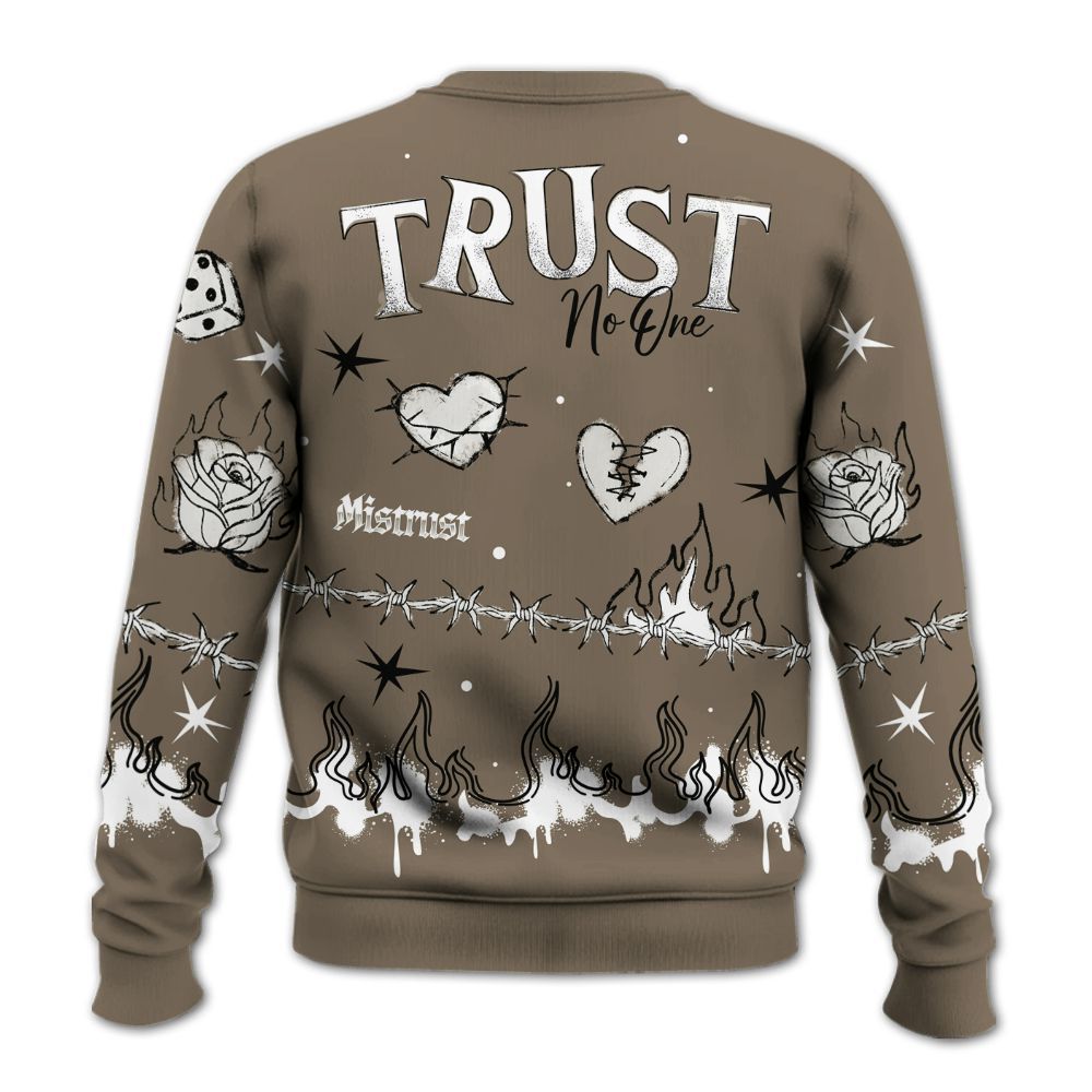 Sweatshirt To Match Low OG Dark Mocha 1s - Trust No One Snake-Bite Doodle Crayon All Over Print