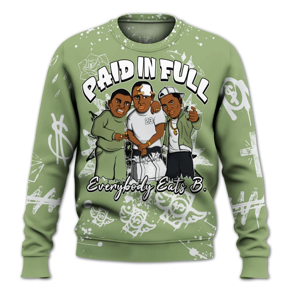 Sweatshirt To Match Oil Green 4s - Everybody Paid In Full Crayon All Over Print