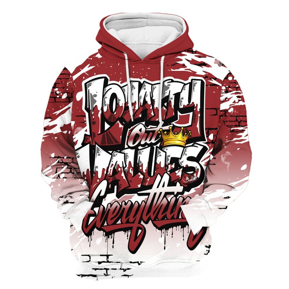 Hoodie To Match Alternate Flu Game 12s - Values Of Loyalty Drip All Over Print