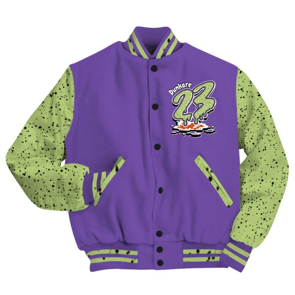 Varsity Jacket To Match Canyon Purple 4s - Custom Name 23 Drip All Over Print