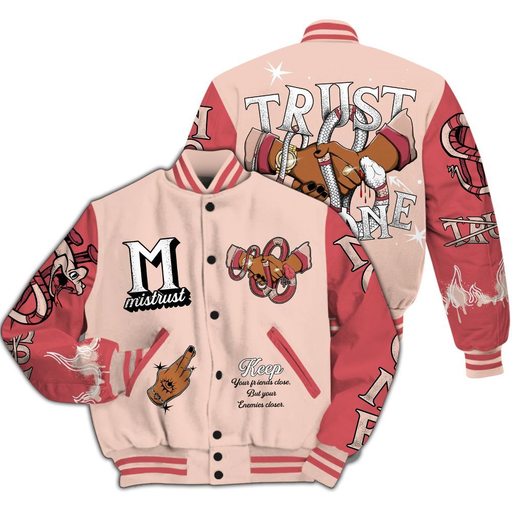 Varsity Jacket To Match Washed Coral 2s Varsity Jacket, Trust No One Snake-Bite Street Style All Over Print