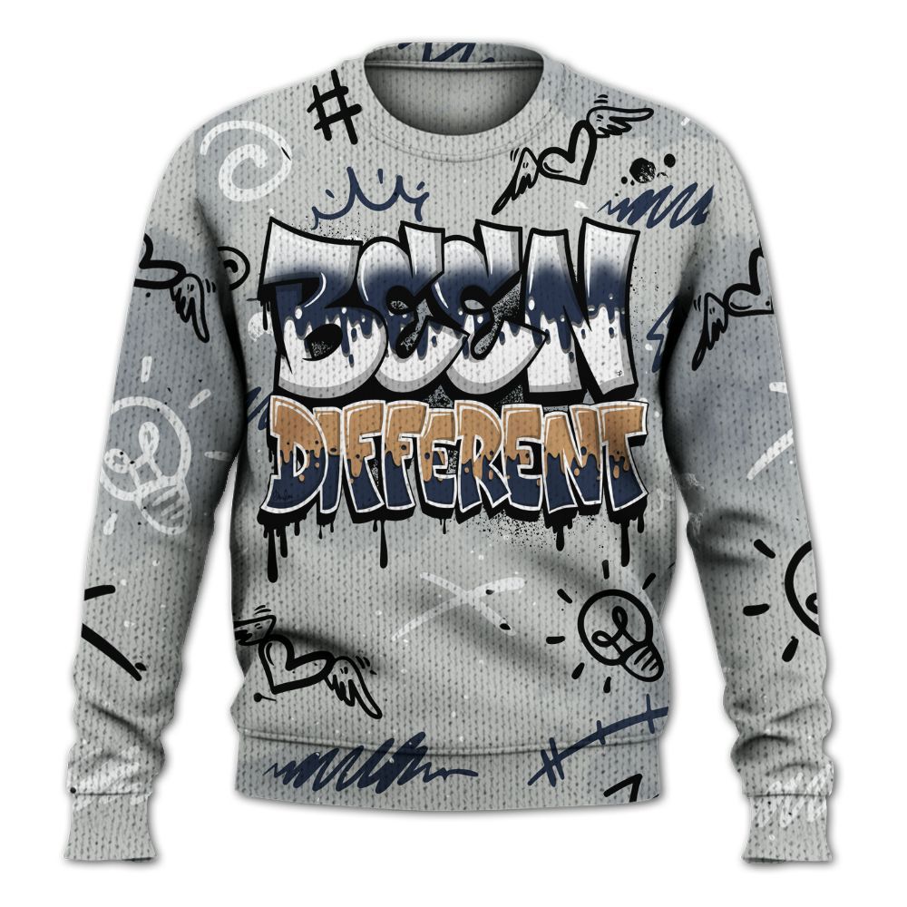 Sweater To Match Low Navy Grey Gum 1s - Drip Been Di2ferent Graphic