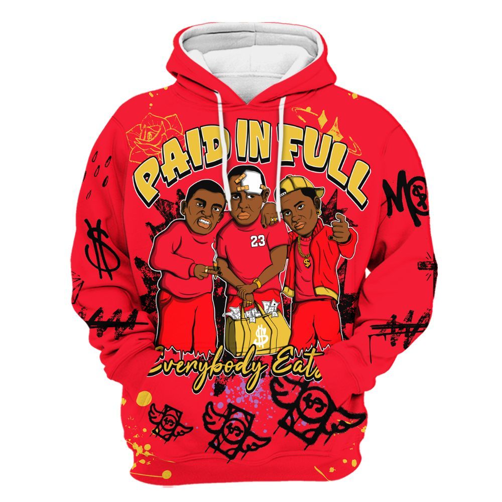 Hoodie To Match KD 18 Air Bakin - Everybody Paid In Full Crayon All Over Print