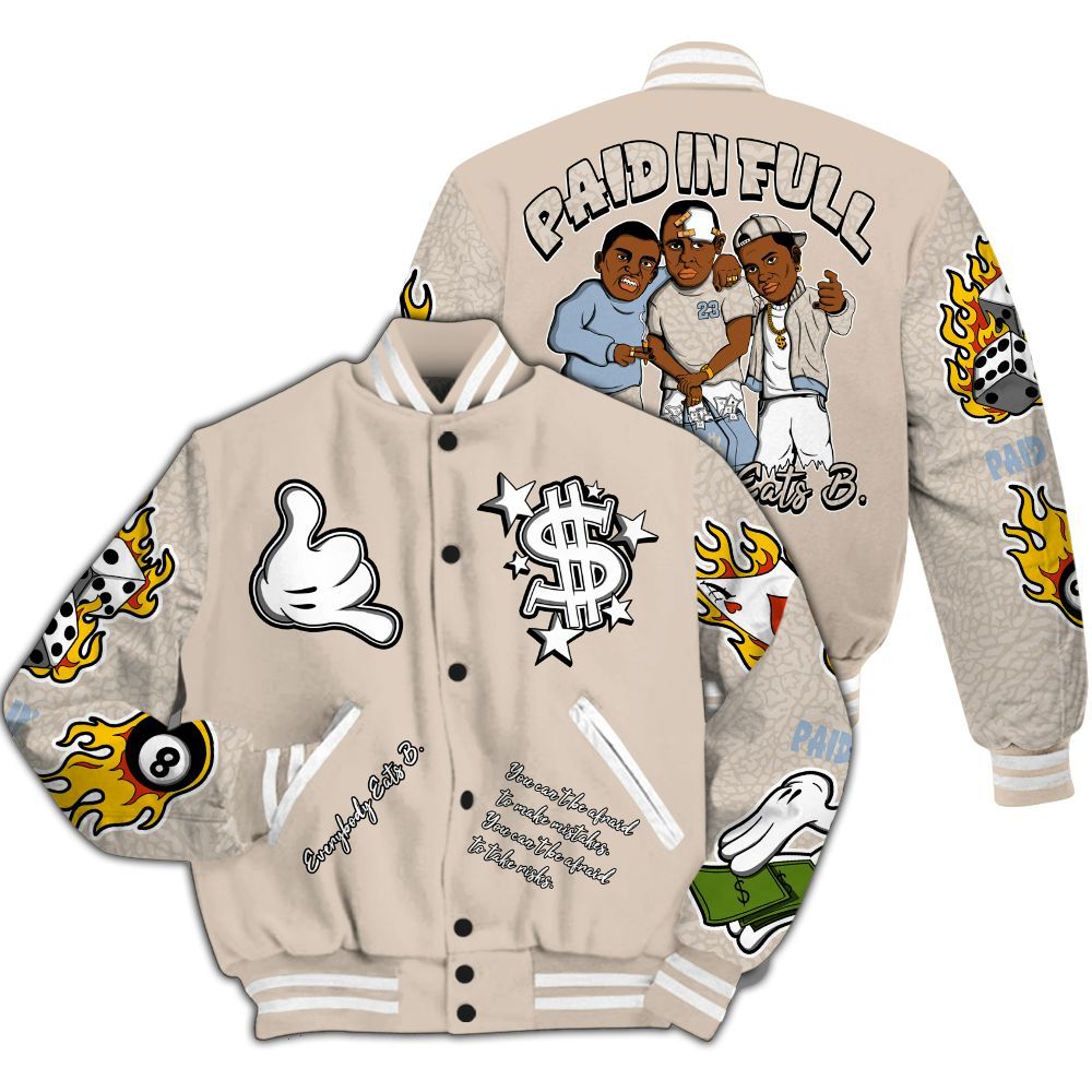 Varsity Jacket To Match Desert Sand 3s - Everybody Paid In Full Graphic All Over Print