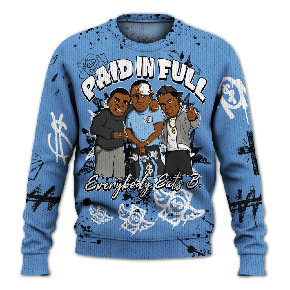 Sweater To Match Black University Blue 5s - Everybody Paid In Full Crayon Graphic