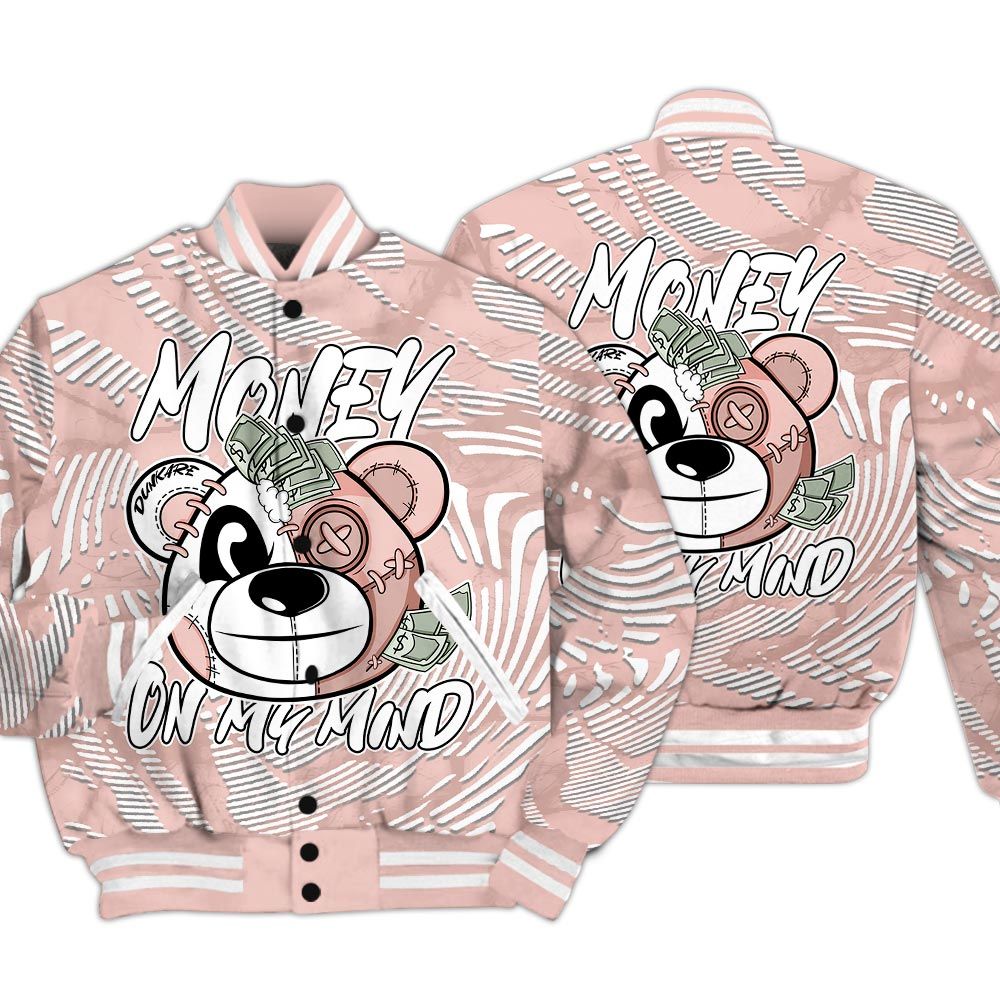 Varsity Jacket To Match Low Legend Pink 11s - Money On My Mind Bear Fume Varsity Jacket Unisex