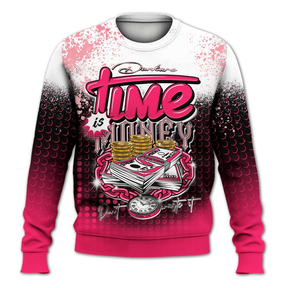 Sweatshirt To Match A'One Hyper Pink Shirt, Halftone Time Is Money All Over Print