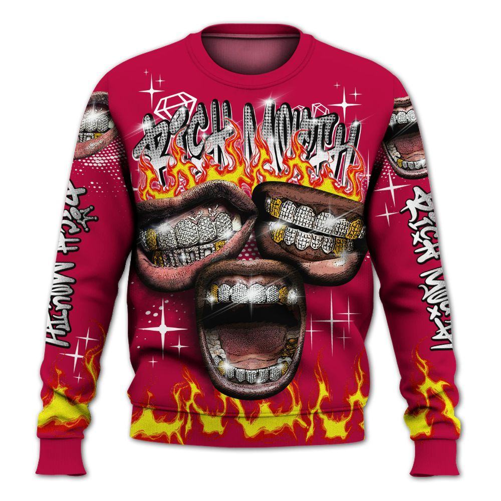 Sweatshirt To Match Retro Chicago 2s - Rich Mouth Fire Rap Retro 90s All Over Print