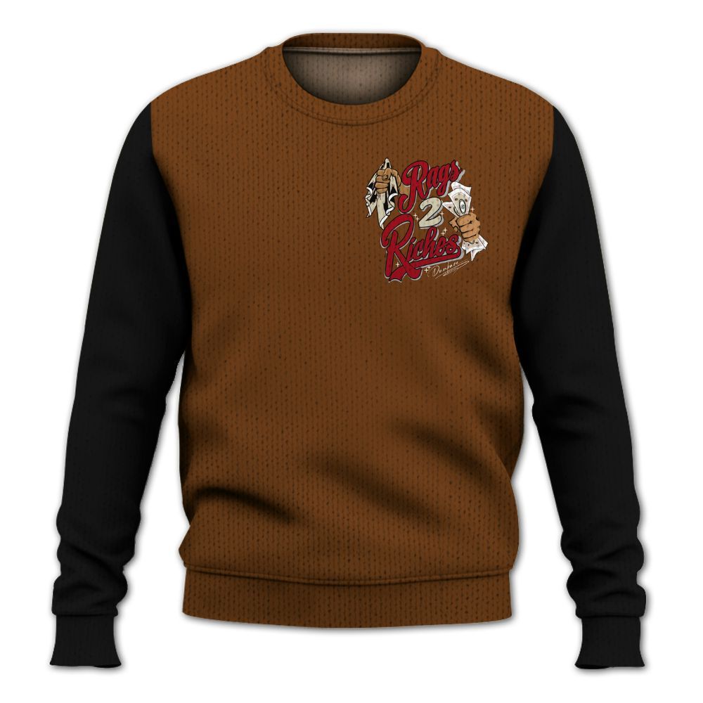 Knitted Sweater To Match Archaeo Brown 5s, Custom Name Rag 2 Riches