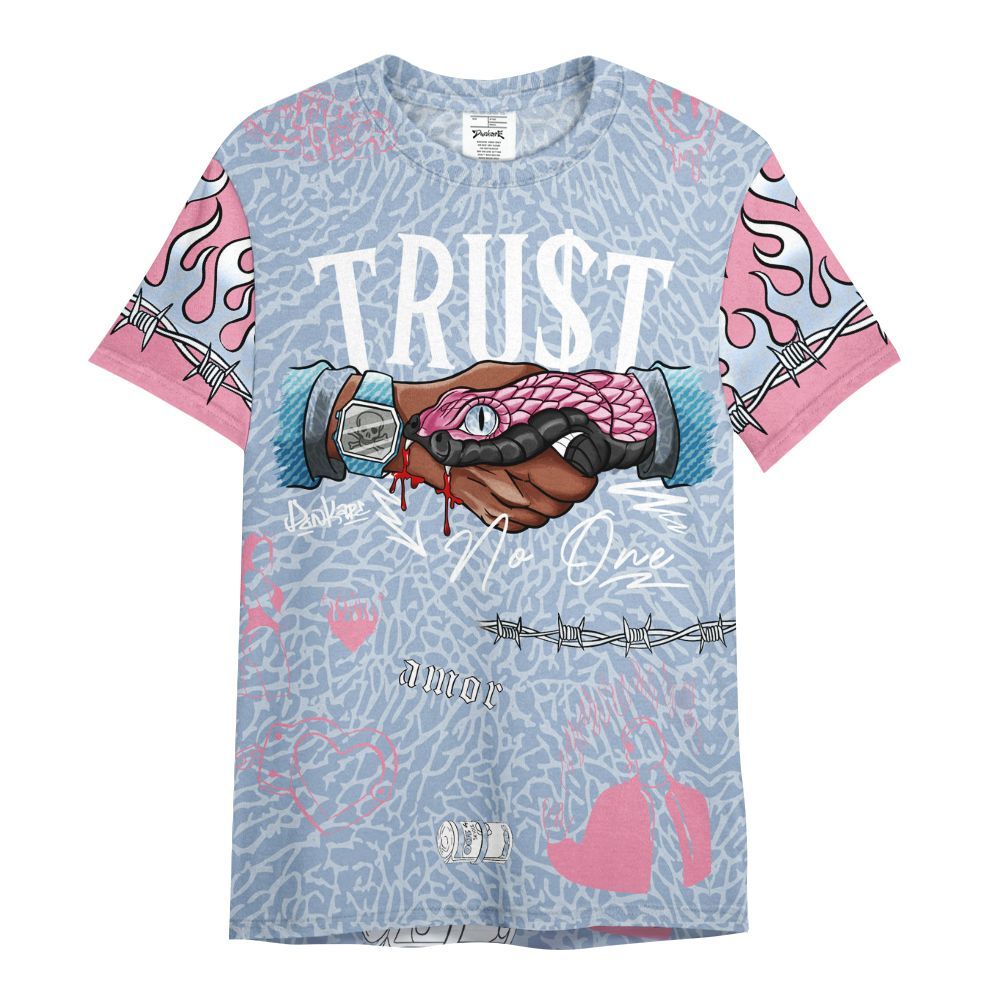 Shirt To Match Denim Pink Glow 3s - Snake Trust No One All Over Print