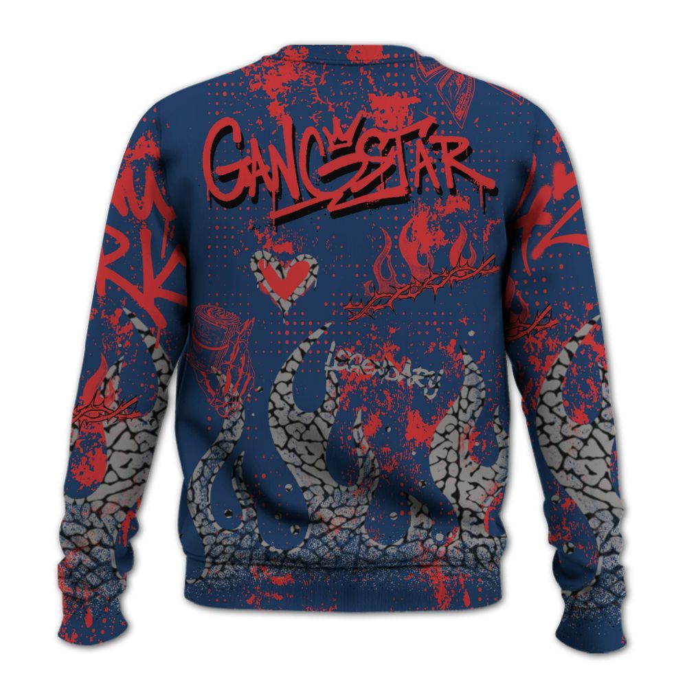 Sweatshirt To Match SP Sport Royal 3s - Lucky Money Paid In Full Graffiti All Over Print