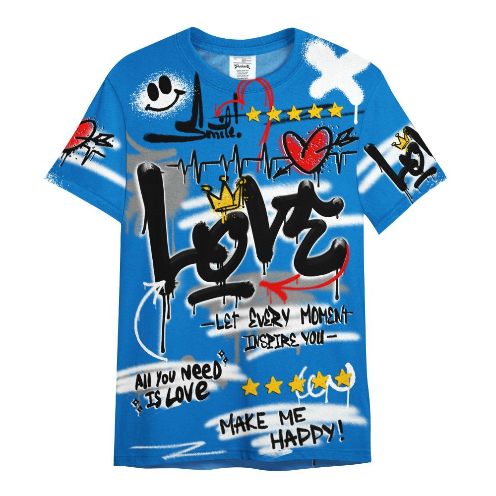 Shirt To Match Blueberry 12s - Happy Love Beats Graffiti Streetwear All Over Print