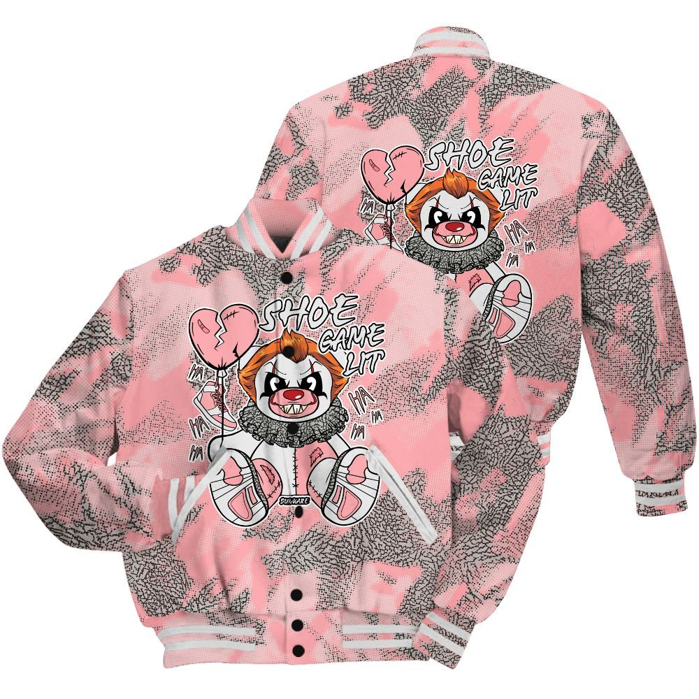 Varsity Jacket To Match Retro Wings 3s Shirt - Shoe Game Bear Abstract Halftone All Over Print