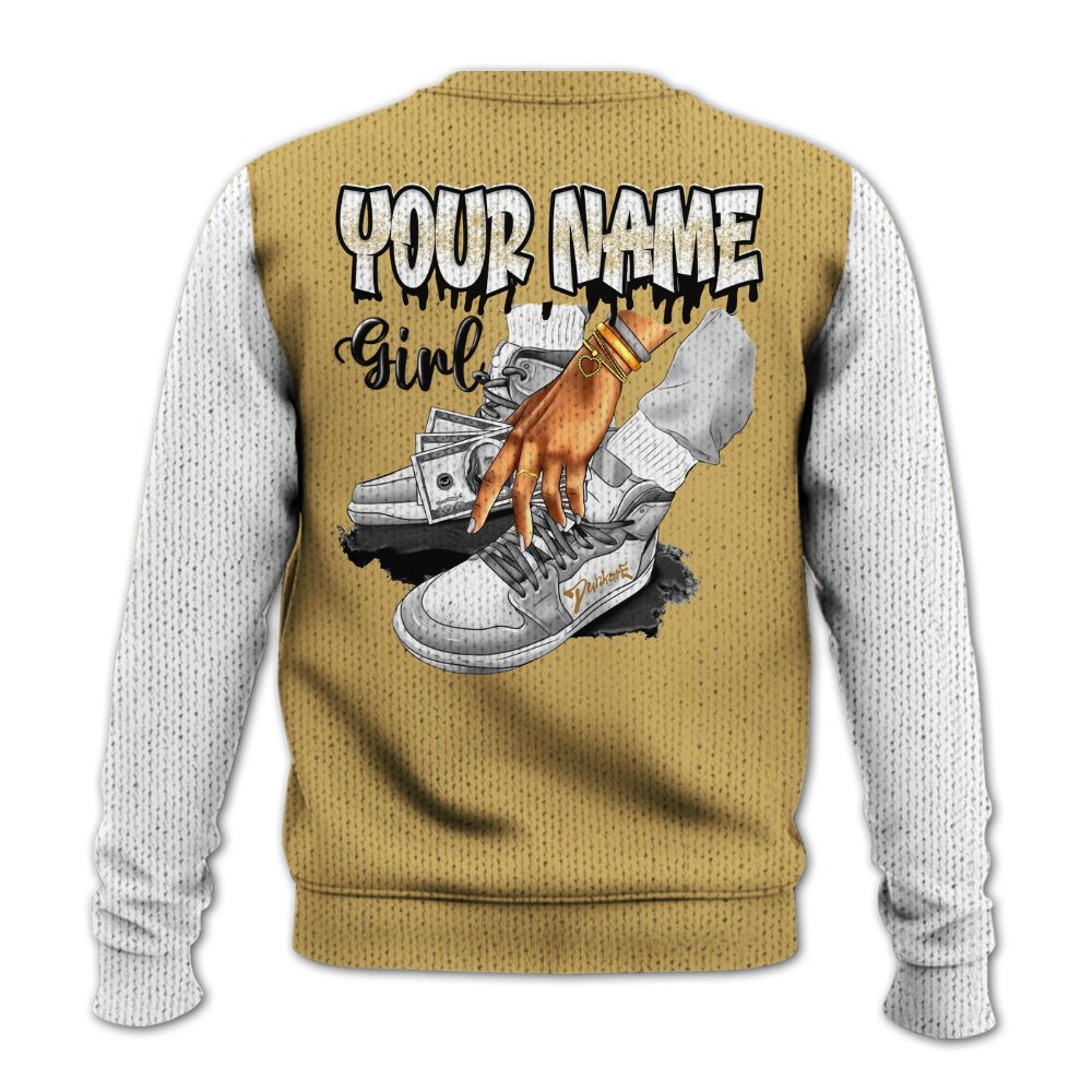 Knitted Sweater To Match Craft Paris 6s, Custom Name Sneaker Girl Money