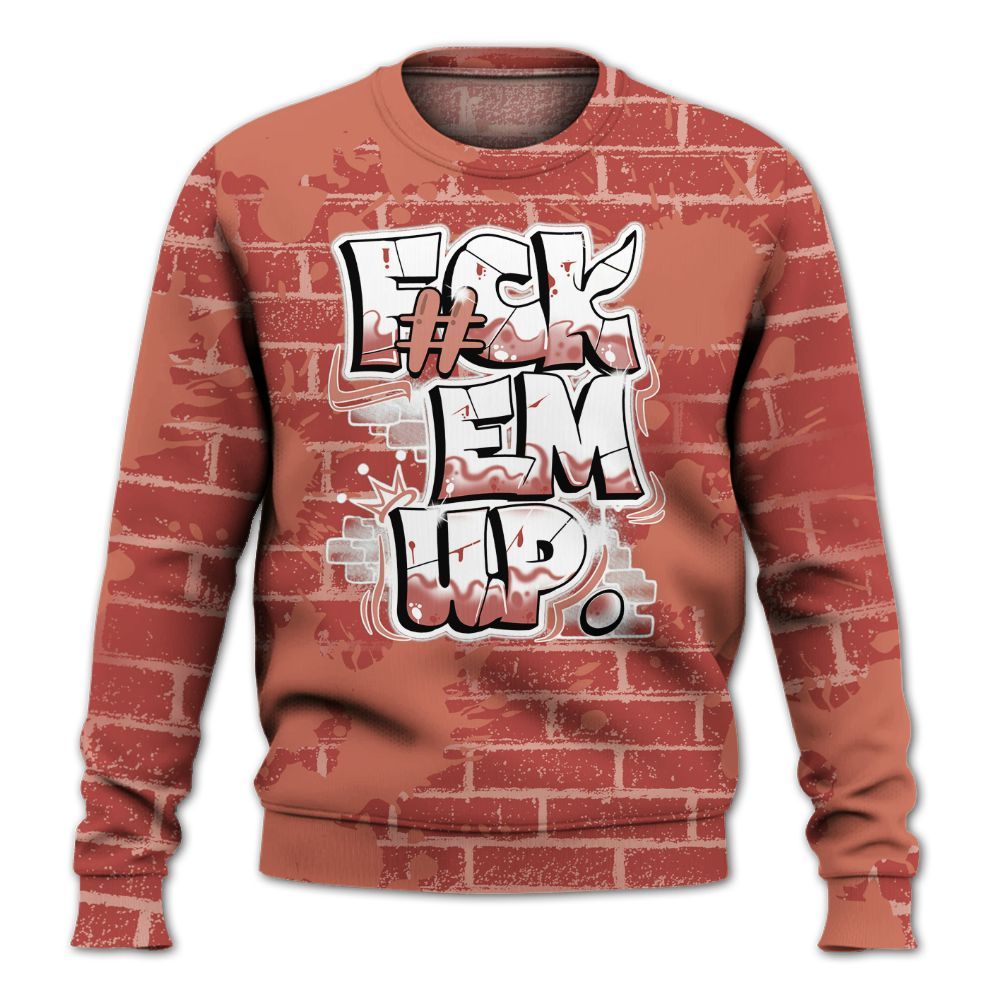 Sweatshirt To Match Dune Red 13s - F#ck Em Graphic Brick Art All Over Print