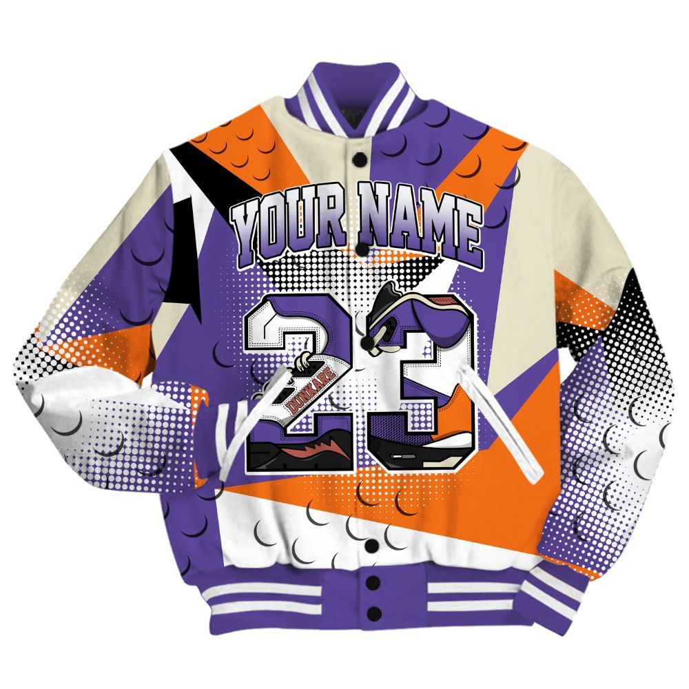 Varsity Jacket To Match Air Max Waffle SP Voltage Purple Shirt, Poly Custom Name Number 23 5s All Over Print