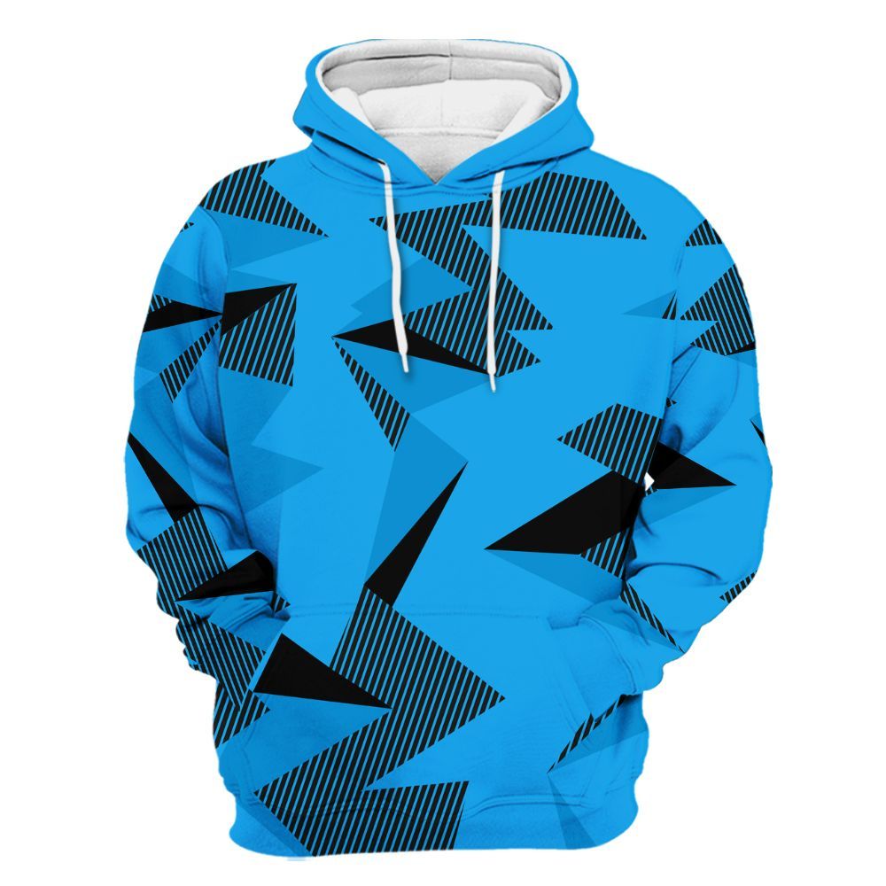 Hoodie To Match Black University Blue 2022 13s - Geometric Camouflage Pattern All Over Print