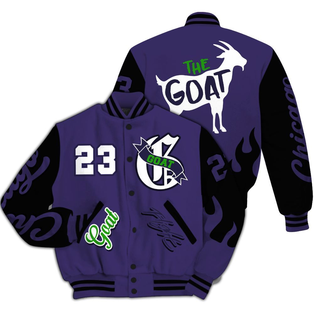 Varsity Jacket To Match Retro Court Purple 13s - The G.O.A.T Flight Streetwear All Over Print
