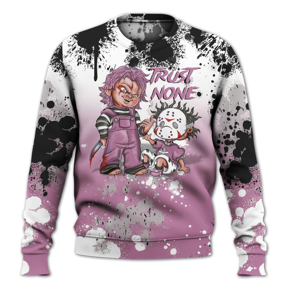 Sweatshirt To Match Neutral Grey Black White Orchid 4s - Trust No One Scary All Over Print