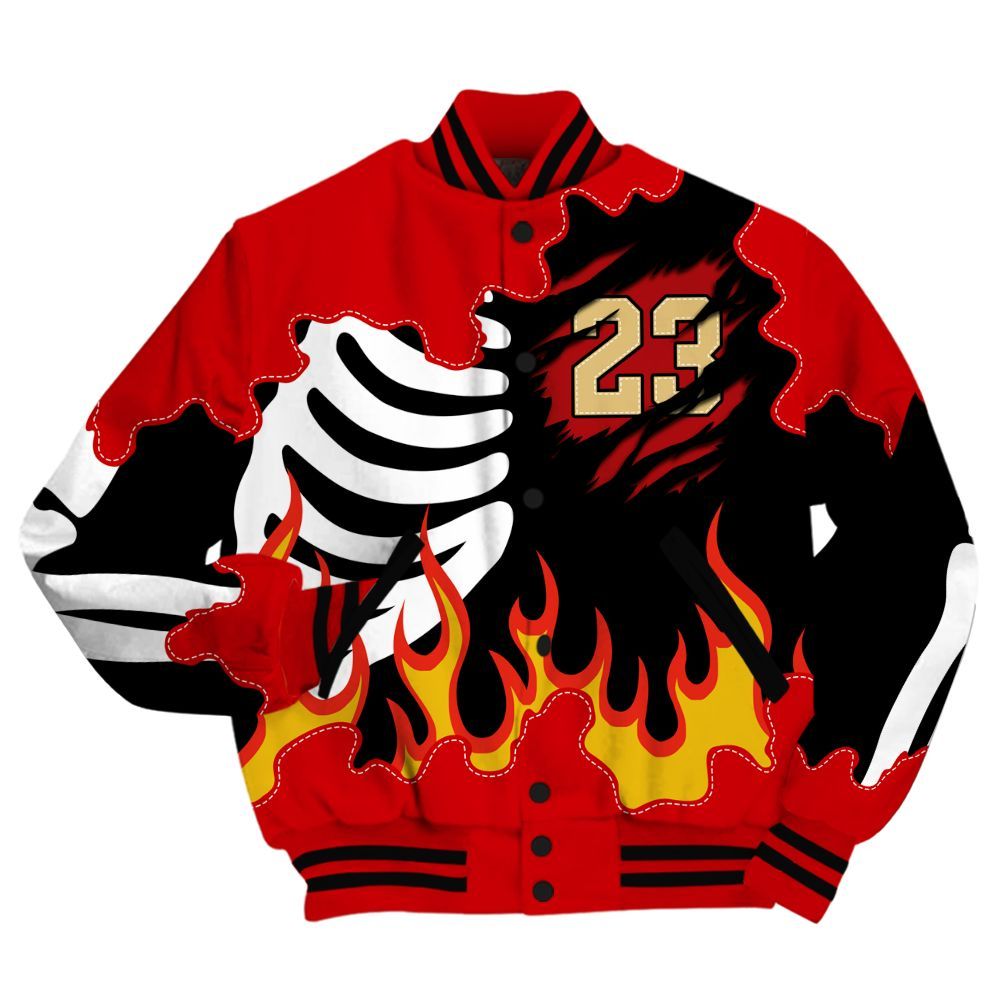 Varsity Jacket To Match Ja 2 Halloween - Burning Skeleton 23 G.O.A.T All Over Print