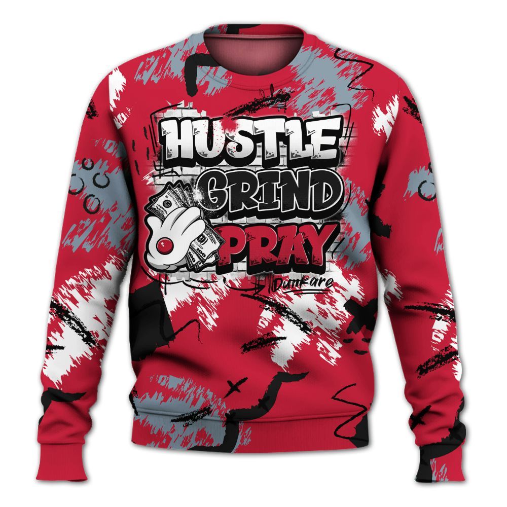 Sweatshirt To Match Retro Infrared Salesman 6s - Hustle Grind Pray Graphic Street Style All Over Print