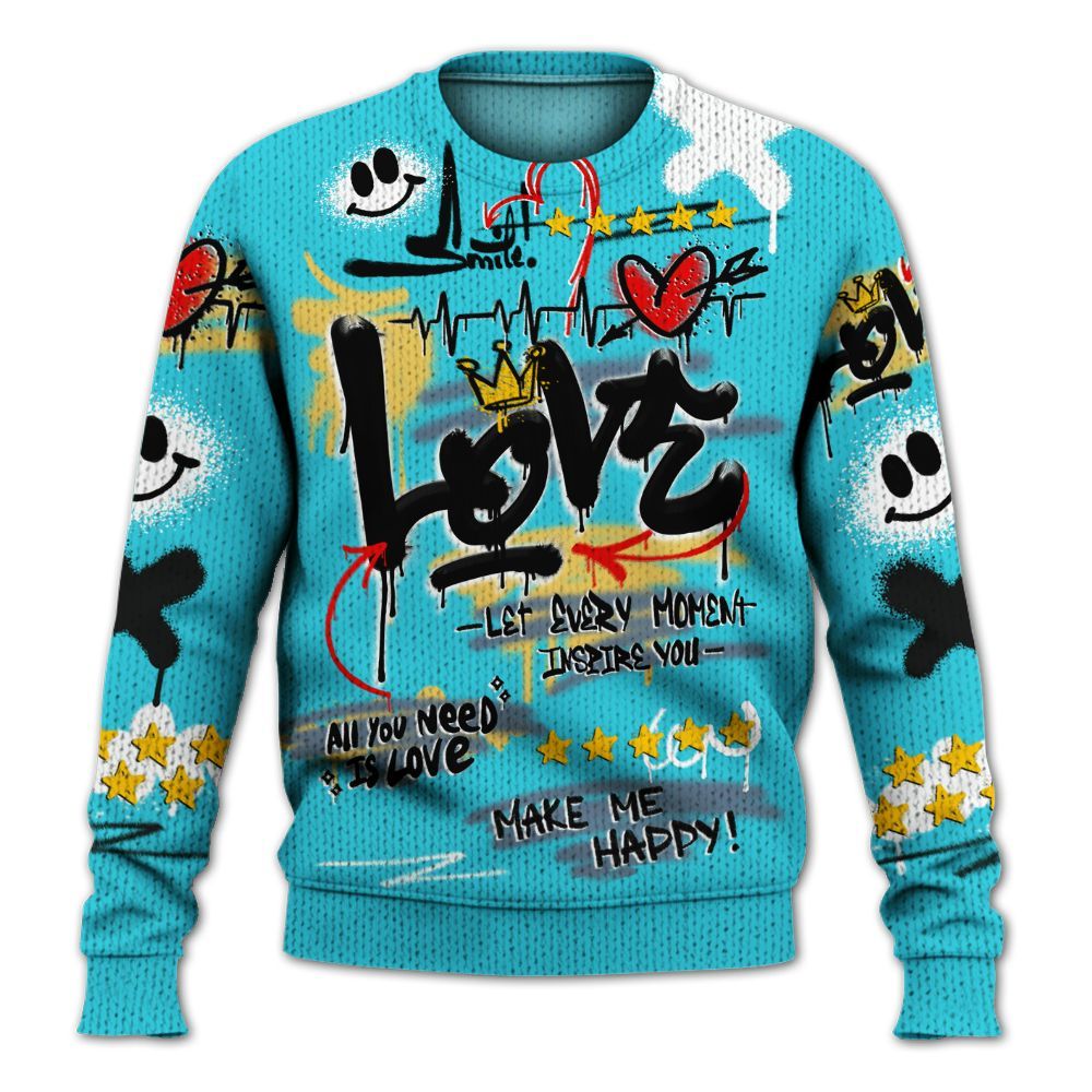 Sweater To Match Retro Gamma Blue 11s - Happy Love Beats Graffiti Streetwear Graphic