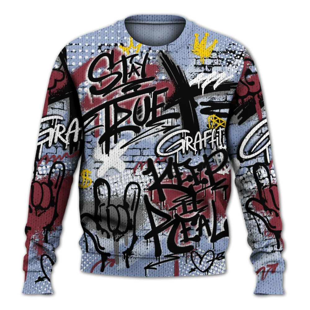 Knitted Sweater To Match Black Metallic 5s - True It Real Graffiti Streetwear