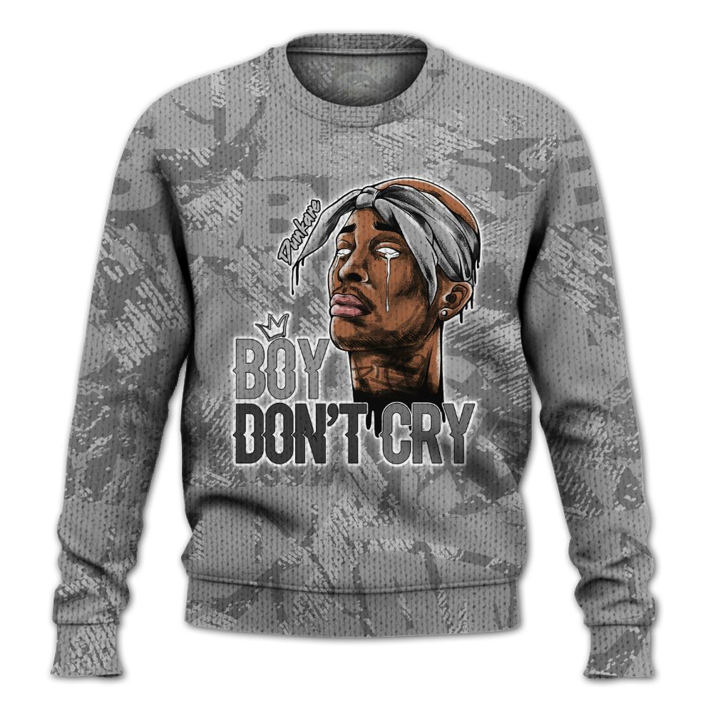 Knitted Sweater To Match Black Wolf Grey 12s - Boiz Ain't Cry Unique Abstract