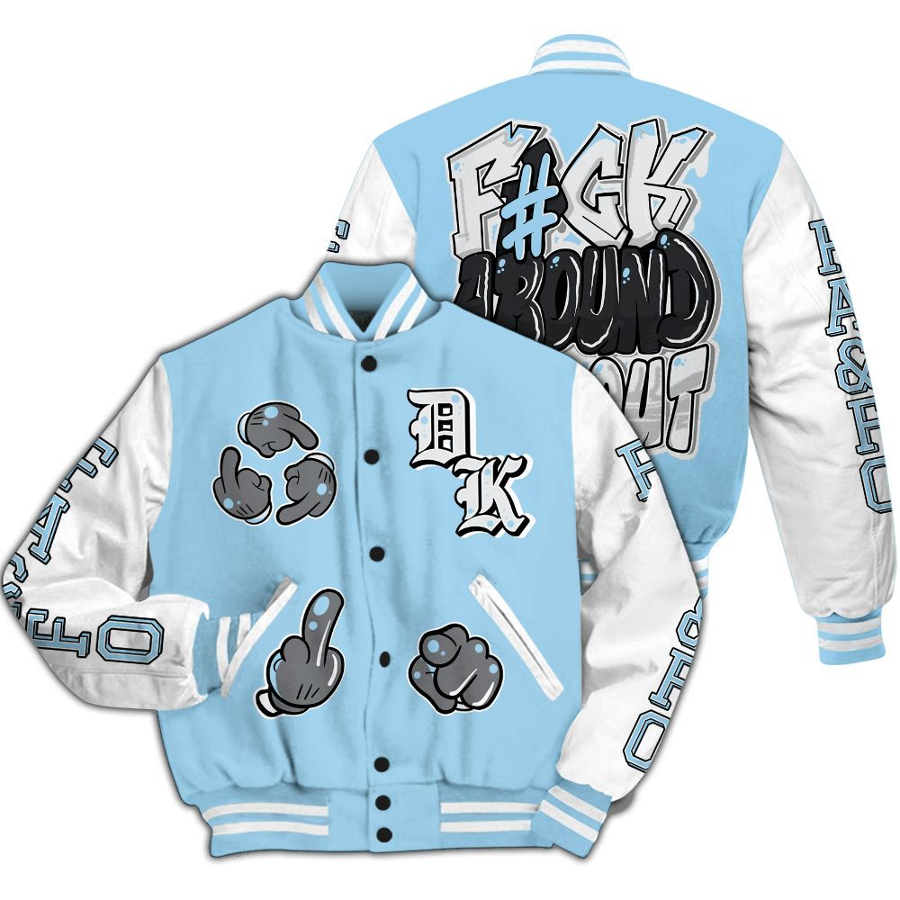 Varsity Jacket To Match Legend Blue 11s - F Around Find Out Graphic All Over Print