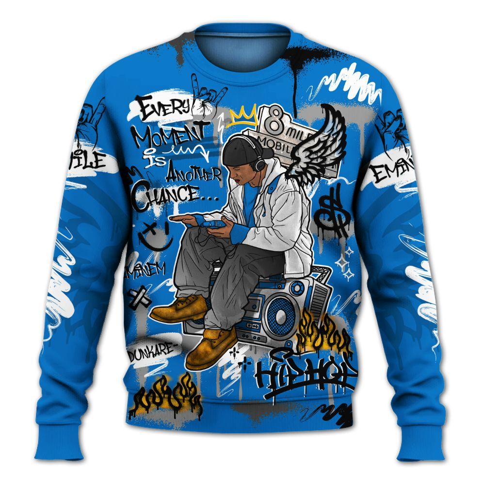 Sweatshirt To Match Blueberry 12s - 8Mile Movie Graffiti All Over Print